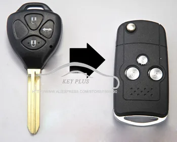 Toyota Camry Reiz Yaris Verso Highlander 3 Düğme İçin Yedek Araba Anahtarı Durumunda Katlanır Flip Uzak Anahtar Kabuk Değiştirilmiş