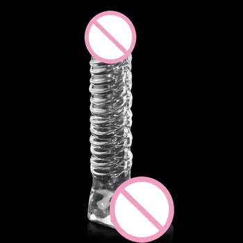 Transprent Pyrex Cam Kristal Anal Butt Plug Dildo Büyük Boy G-Spot Stimülasyon Yetişkin Seks Oyuncakları Penis
