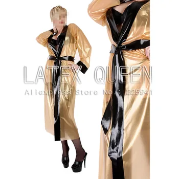 Trasparent üst satıcı Kadın latex uzun Mont kauçuk pijama bornoz