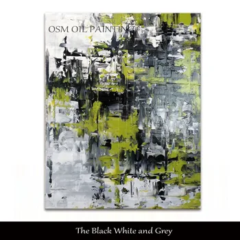 Tuval Siyah Beyaz ve Gri Yeşil Kalın yağlı Boya üst Sanatçı Saf El-boyalı Yüksek Kaliteli Renkli Soyut Yağlıboya