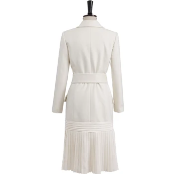 TWOTWİNSTYLE 2017 Kadın Blazers Pileli Cep Beyaz Uzun Büyük beden Rüzgarlık Moda Elbise Pardesü Tunik Hırka Dantel