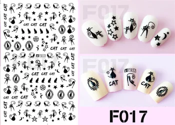 Tırnaklar İçin son 5 adet 3D Kendinden yapışkanlı Siyah/Beyaz Çiçek/Kedi/Yay Tırnak Sanat Çıkartmaları Ultra-ince Çıkartma 3d Sticker Dekorasyon