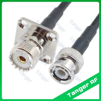 UHF için sıcak Satış BNC erkek fiş dişi jack SO239 4four delik panel Sstraight RF Pigtail Koaksiyel Kablo RG58 Jumper 3Feet normal