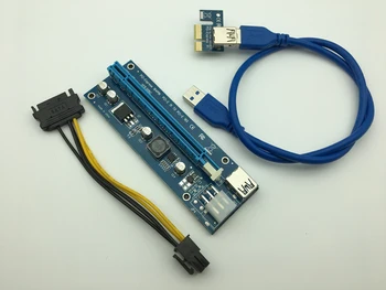 USB 3.0 PCI-E BTC Bitcoin Miner Madencilik İçin Yeni stereo mini için 6PİN Güç SATA Kablosu ile Yükseltici Kart Adaptörü 1x İçin 16x Extender Express