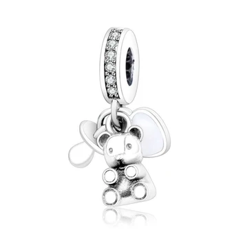 Uygun Orijinal Pandora Takılar Mineli Orijinal 925 Gümüş Ayı Kalp Dangle Takılar Berloque DİY Takı Hediye Bilezik