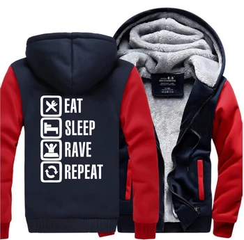 Uyku Rave Tekrar Oyun Kapüşonlu yemek Erkek Kalınlaştırmak 2017 Kış Fleece Erkek Sweatshirt Moda Kapüşonlu Ceket Artı Boyutu Ceket Mens