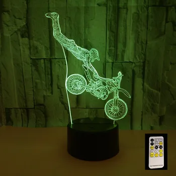 Uzaktan Dokunmatik Motosiklet 3D Dekoratif Gece Lambası Yenilik Hediye 3D Işık Renkli Atmosfer USB Uyku Maçı Dekor Işık LED