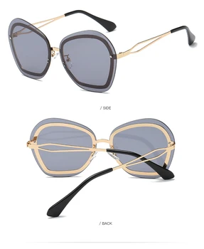 Uzun Bekçisi Yeni Çerçevesiz güneş Gözlüğü Kadın Marka Tasarımcı Moda Degrade Güneş Kadın UV400 Alaşım Vintage de sol feminino Gözlük