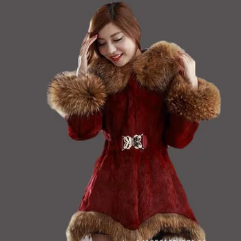 Uzun kapşonlu rakun kürk paltolu moda İnce Kalınlaştırmak SICAK faux kürk ceket kadın Kore sürüm kürk ceket kadın