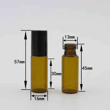 Uçucu yağlar için silindir şişe 30pcs 5 ml amber rulo siyah kapak ile doldurulabilir parfüm şişesi konteynerleri deodorant roll-on