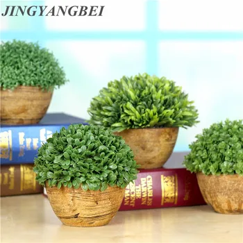 Vazo sahte plante Çiçek masaüstü bitkiler Ev Dekorasyon seti ile bahar Yeşil bitkiler, saksı bonsai Yapay bitki yaprak Reçine