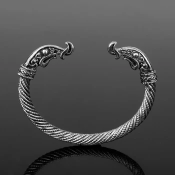 Viking Odin Raven Kafa Bileklik Erkek Mücevher El Antika Altın Gümüş Kalay Bilezik Hip Hop Açılış Bilezik Hazırlanmış Cosplay