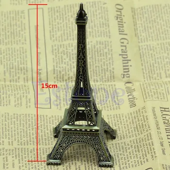 Vintage Bronz Tonu Paris Eyfel Kulesi Heykelcik Heykeli Alaşım Model Dekor 15cm