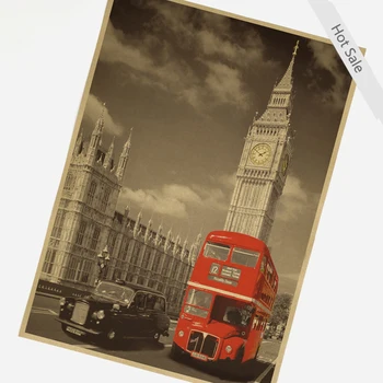 Vintage İNGİLTERE LONDRA KIRMIZI OTOBÜS Film poster Duvar sticker ev dekor retro sanat resim baskı ZJP 42x30cm oturma odası resim-M105
