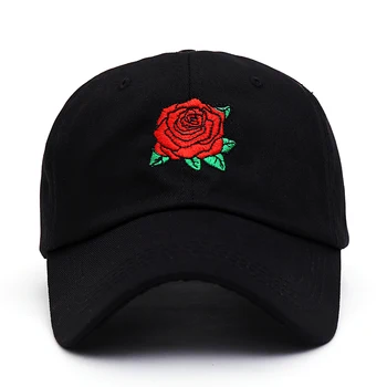 VORON Kırmızı Çiçek Beyzbol Şapkası Kadın Pamuk Snapback Kap Baba Şapka Kadın Hip Hop Güneş 2017 Güneşlik Yaz güneş şapkası Gül
