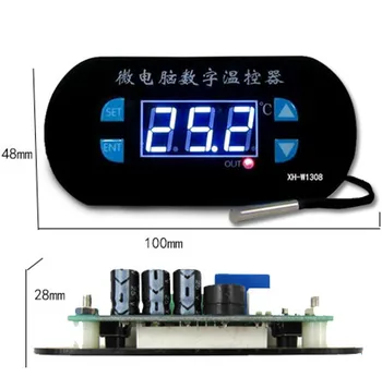 W1308 Dijital Cool Isı Sensörü, Sıcaklık kontrol Ayarlanabilir Termostat DC 12 V withTemperature düzeltme Anahtarı