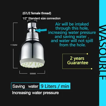 WASOURLF garanti Yağmur Duş başlığı duvara ABS krom tasarruf havai duş rose tapware kaplama Basınçlı su Monte