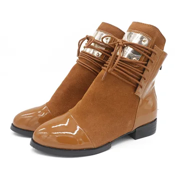 WEİQİAONA Sonbahar Kış Hakiki deri Kadın Martin çizmeler Alçak topuklu ayakkabılar mujer Kadar Bot Büyü renk sac Dantel ayak Bileği-