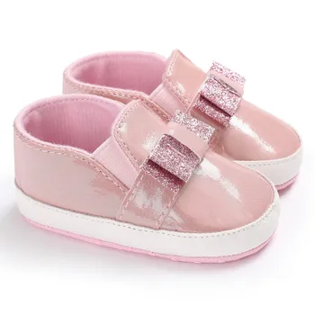 WEİXİNBUY Moda Bling Pul Yay PU Deri Bebek Ayakkabıları Eğlence Bebek Ayakkabı Yumuşak Sole İlk Walkers M2