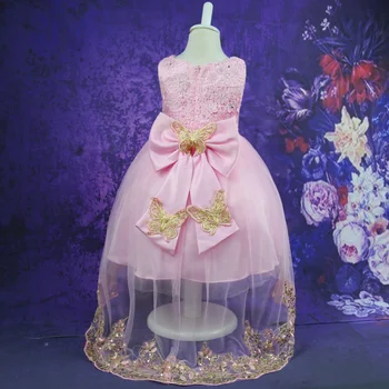 WEİXİNBUY Moda Dantel Sevimli Çiçek Çocuk Kız Prenses 12Y 2 Kolsuz Resmi Parti Elbise Boyutu Elbiseler-