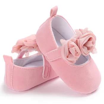 WEİXİNBUY Şirin Gül Çiçek Pamuk Farbic Bebek Ayakkabı Kız Prenses Elbise Mary Jane Güzel Yumuşak Taban Ayakkabı 0-18 S2 Yenidoğan