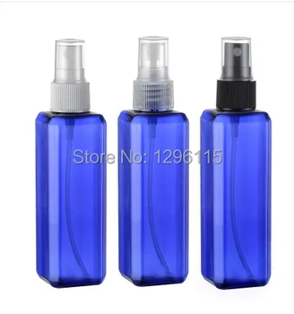 Wholesale100ml mavi Şeffaf Kare şişe plastik şişe kap %50/lot ücretsiz kargo pompa sprey