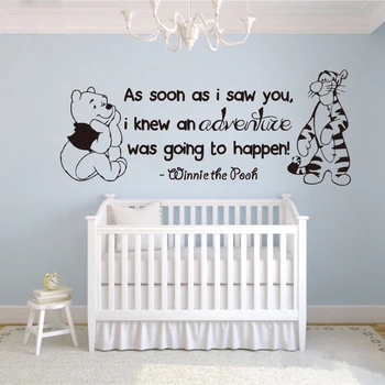 Winnie the Pooh & Tigger - Bebek Odası Duvar Çıkartması Alıntı Seni görür görmez - Çıkartma Bebek Odası Duvar Sticker