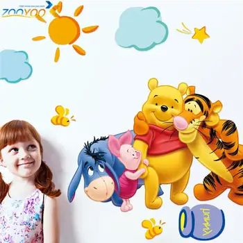 Winnie the Pooh arkadaşları duvar çıkartmaları çocuklar için 2006 dekoratif sticker adesivo de parede çıkarılabilir pvc duvar çıkartması oda