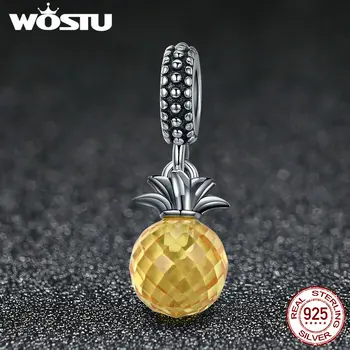 WOSTU Sıcak Satış 925 Gümüş Parlak Ananas Dangle Boncuk Fit Orijinal WST Bilezik Kolye Takı Hediye CQC150