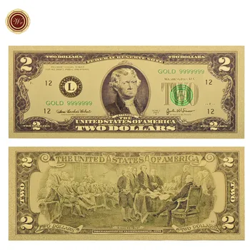 WR USD 2 Altın Toplama Banknotun Ev Dekorasyonu Tahsil Renkli Kağıt Para ABD Sahte Para Banknot Kaliteli Altın Kaplama