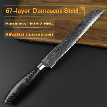 XİNZUO 6 adet mutfak 67 katmanları yüksek karbon Japon VG10 Şam çelik şef santoku maket bıçağı pakka ahşap set bıçak sapı