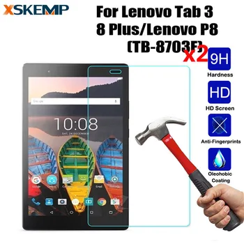 XSKEMP 2 adet/Lot Lenovo Tab İçin Cam Ekran Koruyucu 3 8 Artı/Lenovo Keyboard(TB-8703F) Tablet Güvenlik Koruyucu Film Temperlenmiş