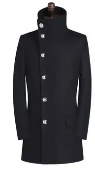 Yaka standı rahat yün ceket erkek erkek kaşmir palto casaco masculino kışın erkek İngiltere palto kruvaze tek - 9xl