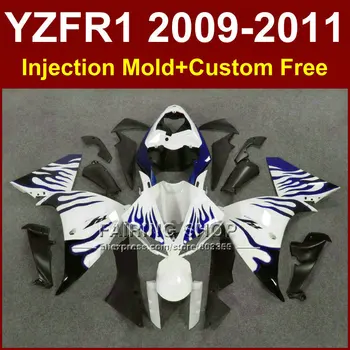 YAMAHA YZFR1 2009 2010 2011 Enjeksiyon kalıp beyaz mavi motosiklet grenaj Sağ 09 10 11 12 yapım işleri YZF1000 R1+7Gifts YZF