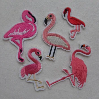 Yamalar İşlemeli Yama Giysi Sopa İçin Rozet Yapıştır Kıyafet İçin Demir sıcak Güzel Pembe Flamingolar Çanta Pantolon Dikmek
