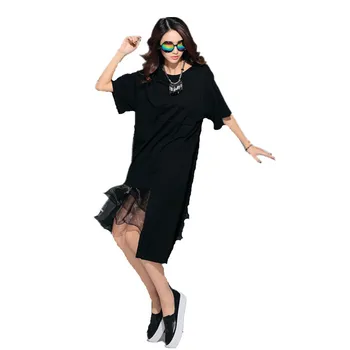 Yamalı vestido de bulunan Almoda yeni Marka Elbise Kadınların Rahat vestidos kısa yaz Elbiseler kollu Siyah Elbise