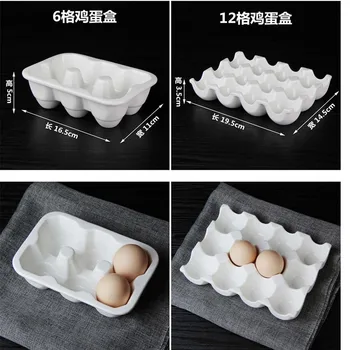 Yaratıcı 12 ızgaralar beyaz seramik yumurta tepsi kap saklama kutusu buzdolabı 6 ızgaralar yumurta tutucu ve yumurta fincan Ücretsiz kargo