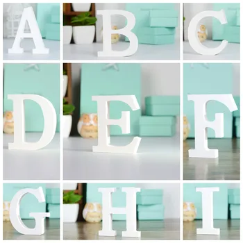 Yaratıcı 3D MDF alfabe duvar çıkartmaları yaratıcı kişilik mobilyalar, beyaz ahşap stand mektupları dekorasyon