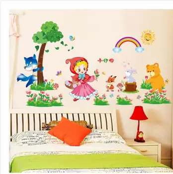Yaratıcı boyama Bebek Çocuk Odası duvar yapıştırma yatak odası karikatür duvar kağıdı çıkartmaları hayvan kaldırılabilir