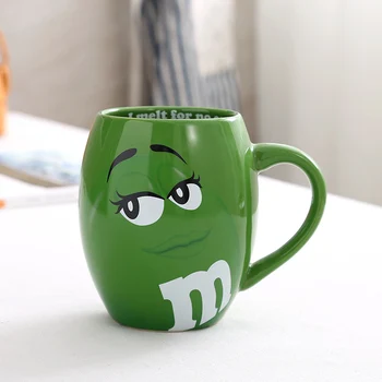 Yaratıcı M&M MM Fasulye İçme Drinkware Seramik Renkli Cafe Yulaf ezmesi Kahve Fincanı Sır Kahve Süt Bardağı Su Bardağı Çay Bardak