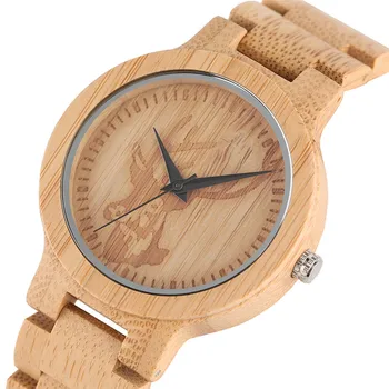 Yaratıcı Saatler Romanı Tam Odun Geyik Benzersiz Erkekler için YİSUYA Bambu Ahşap Watch Saat Moda Modern Noel Hediyesi el Yapımı