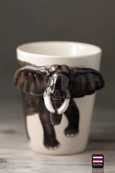 Yaratıcı Çay ve kahve kupaları 3D Çizgi fil süt kupa fincan ev dekor el sanatları odası dekorasyon porselen hayvan figürleri seramik