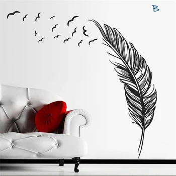 Yatak Odası Ev Çıkartma Duvar Sanat Dekor Tüy Uçan JJRUİ Duvar Sticker Vinil Kuşlar Büyük Duvar Çıkartmaları Duvar Çıkartmaları Ev DİY Decora