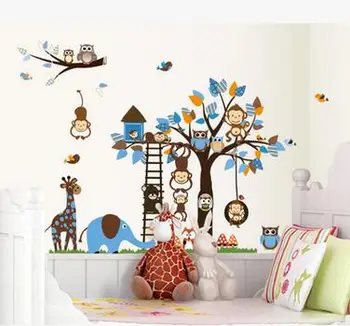 Yatak odasında TV Duvar çocuk canlı Çıkarılabilir Romantik Karikatür Baykuş Ağaç Duvar Çıkartmaları Yaratıcı dekoratif çıkartmalar