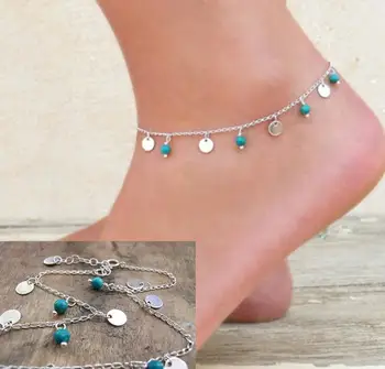 Yaz sıcak Yeni Moda Ayak takı metal gümüş renk Kadınlar için hediyelik halhal beach Bir damla püskül-23