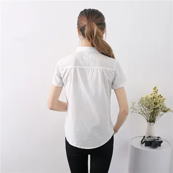 Yaz Yeni Koleksiyon Kadın Beyaz Gömlek Kısa Kollu Gömlek Kadınlar Beyaz Bluz