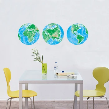 Yeni 1 ADET Parlak yeşil ve mavi dünya Karikatür DİY 3d Duvar Çıkartmaları çocuklar için Yatak Odası Duvar sticker Ev Dekorasyonu Oturma Odası