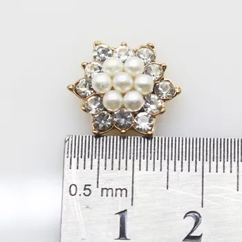 Yeni 10 adet çok 17 mm metal İnci elmas Taklidi düğmesi Yıldız şeklinde Düğün saç yay giysi Çiçek Merkezi DİY aksesuarları El Sanatları/