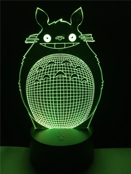 Yeni 2017 Çocuk Bayramı Karikatür Totoro 3D USB Optik İllüzyon Gece LED Işık Uyku modern seyreden infantil Lamba La mesa çocuk Gözlerin Bakımı