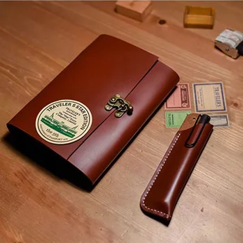 Yeni B6 tarzı el yapımı klasik notebook hakiki deri çanta günlük dolgu kraft kağıtları ücretsiz künye adı küçük yeşil dizüstü